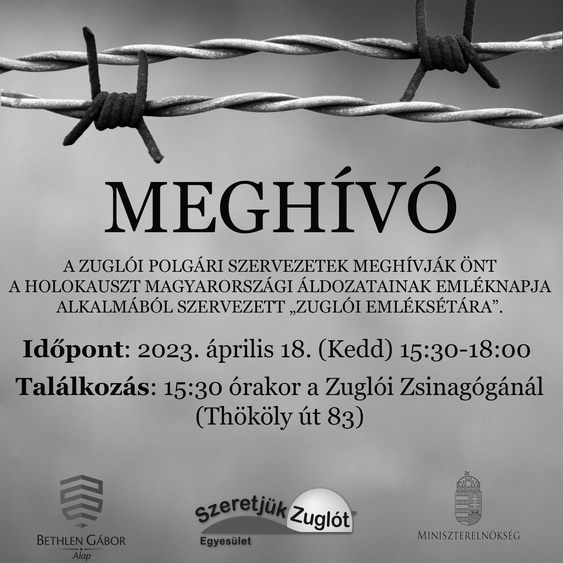 A Holokauszt Magyarországi Áldozatainak Emléknapja alkalmából szervezett Zuglói Emlékséta 2023.04.18.